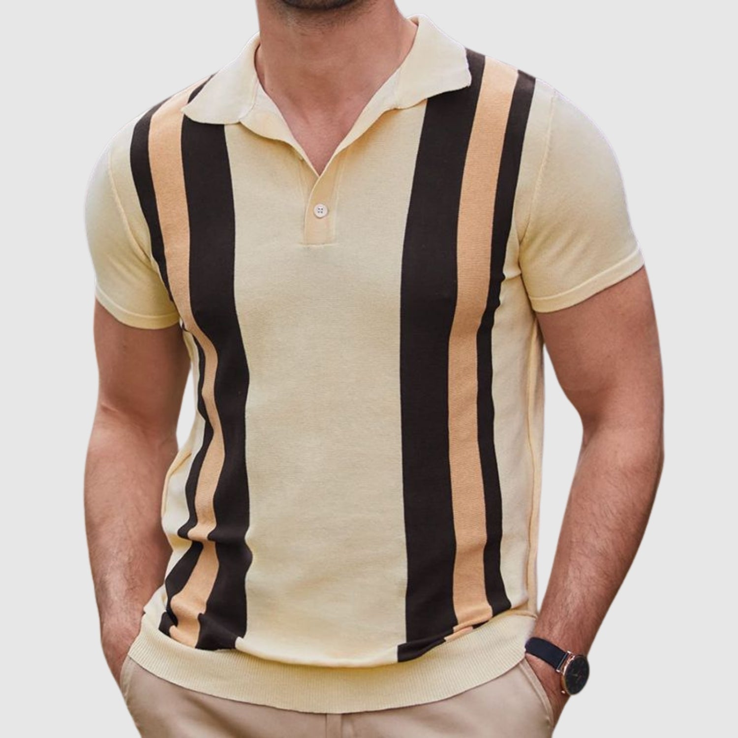 Deivids | Retro polo krekls ar slaidinošām svītrām