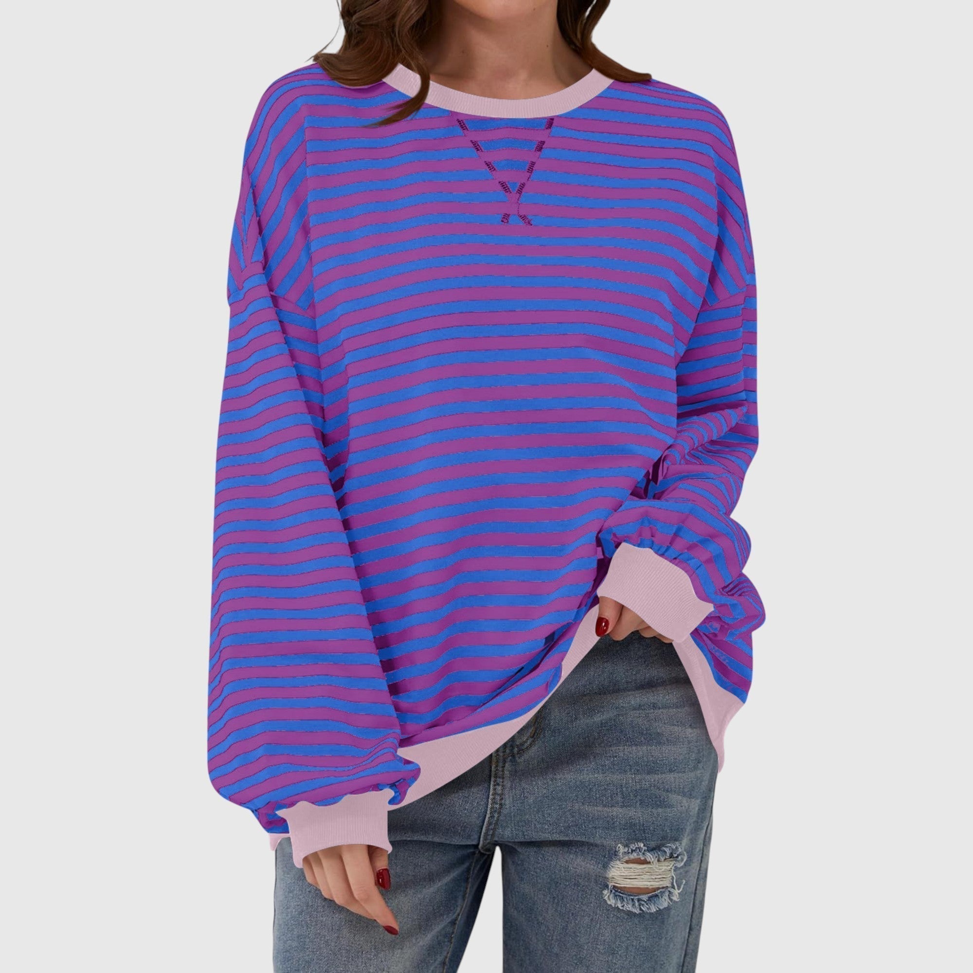 Petra | Svītraina, brīva, garām piedurknēm blūze