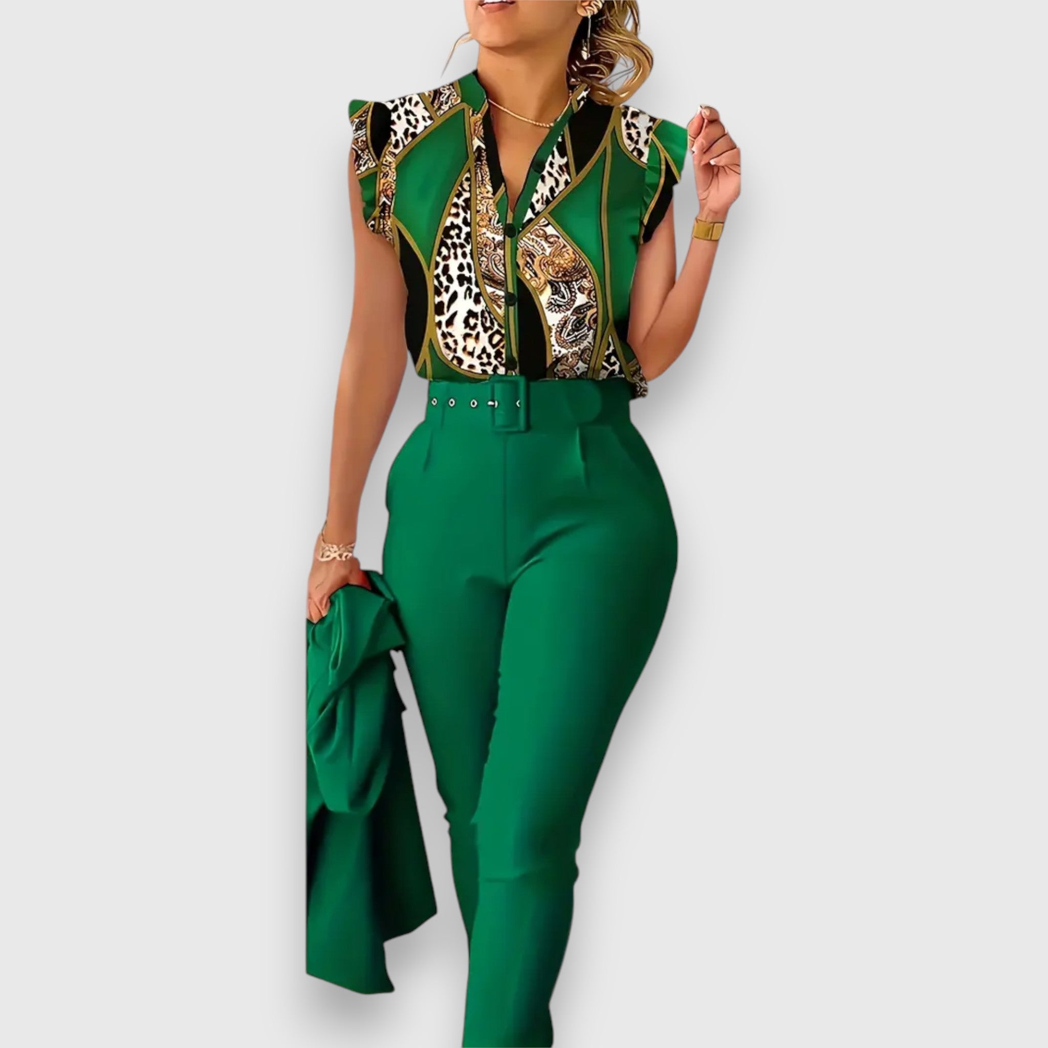 Vanda | Leoparda raksta blūze un bikses