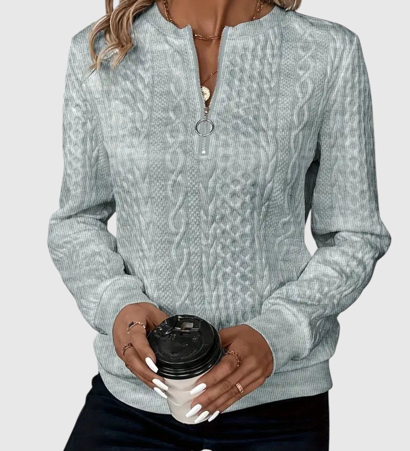 Amalie | Elegants adīts džemperis ar rāvējslēdzēju