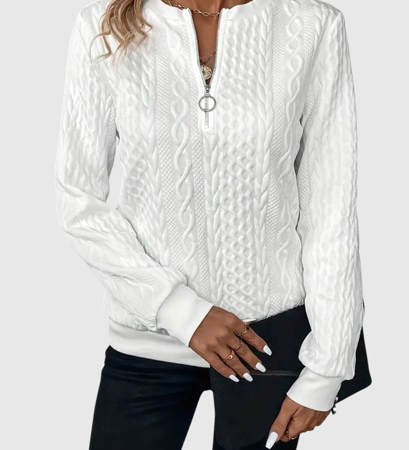 Amalie | Elegants adīts džemperis ar rāvējslēdzēju