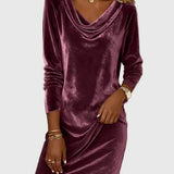 Zsófia | Eleganta zila zamšādas kleita