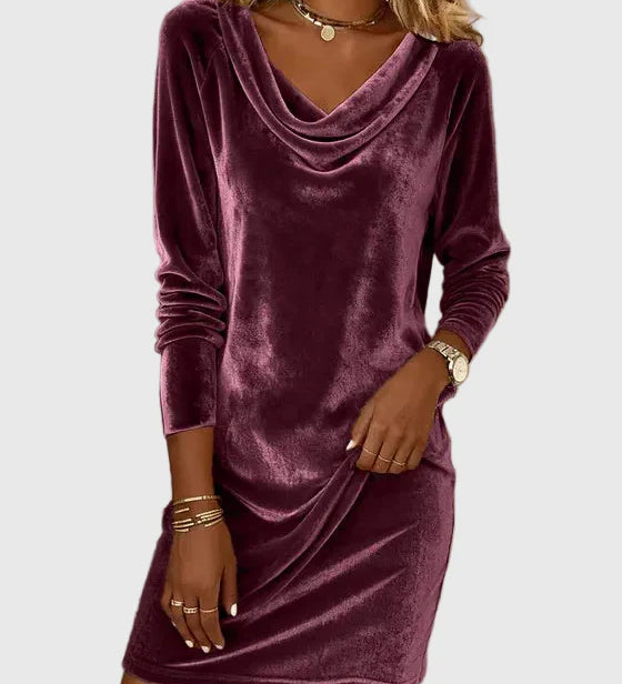 Zsófia | Eleganta zila zamšādas kleita