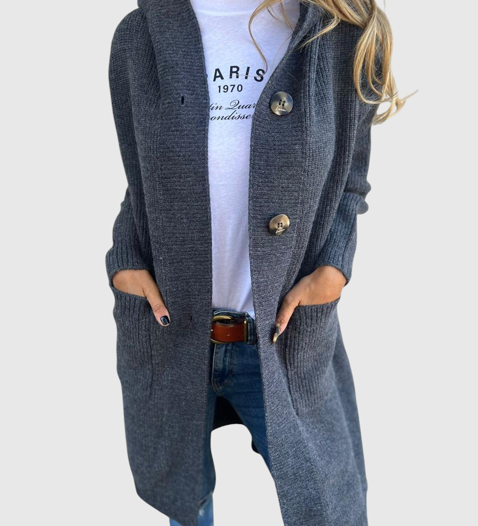 Gizel | Garš adīts mētelis ar kapuci