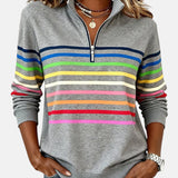 Vīne | Varavīksnes svītrains džemperis ar rāvējslēdzēju