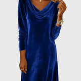 Zsófia | Eleganta zila zamšādas kleita