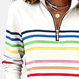 Vīne | Varavīksnes svītrains džemperis ar rāvējslēdzēju