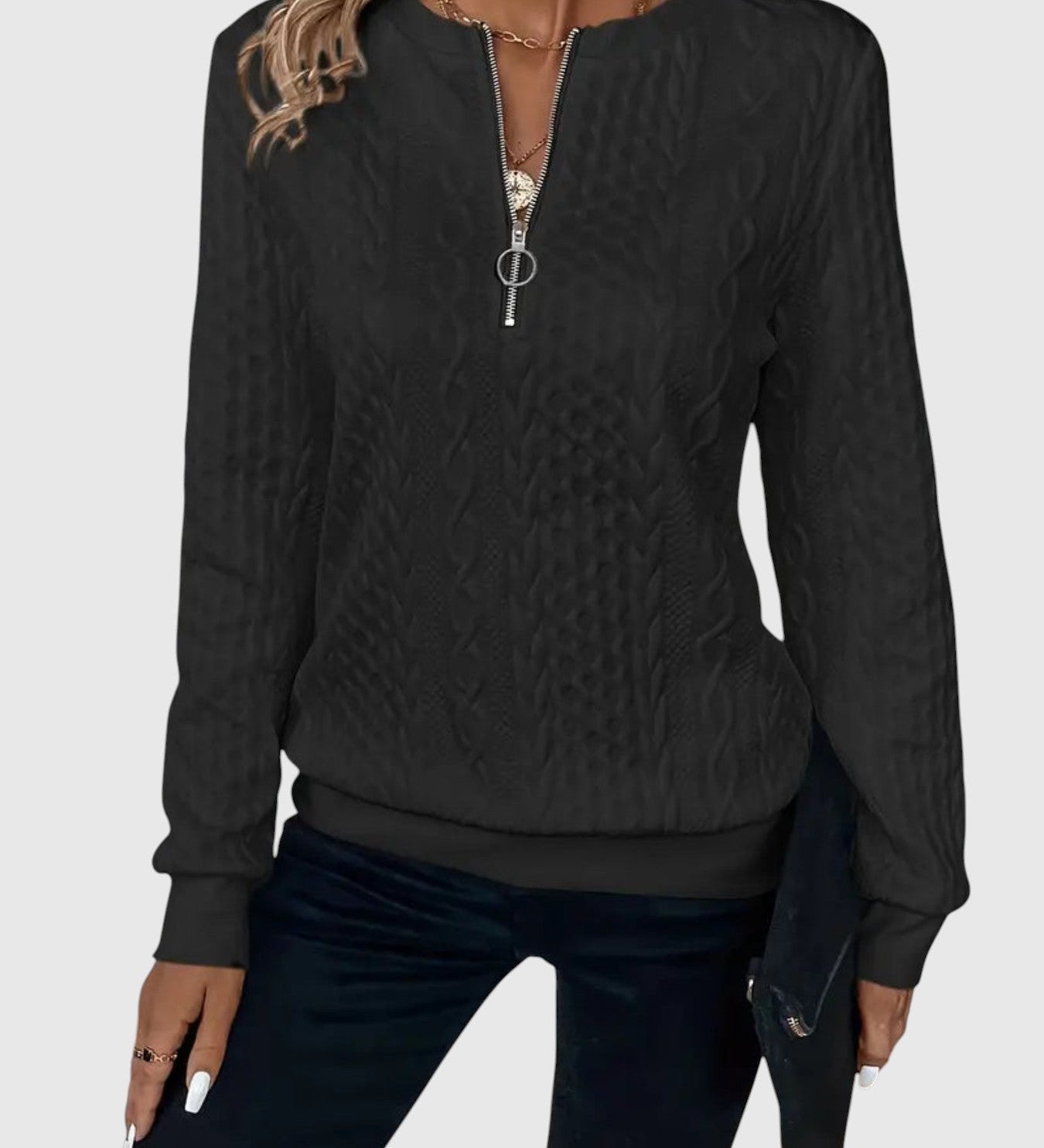 Amalie | Elegants adīts džemperis ar rāvējslēdzēju