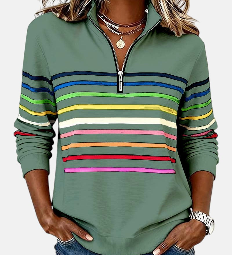 Vīne | Varavīksnes svītrains džemperis ar rāvējslēdzēju