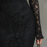 Elmont | Augsta kakla izgriezuma mežģīņu maksi kleita