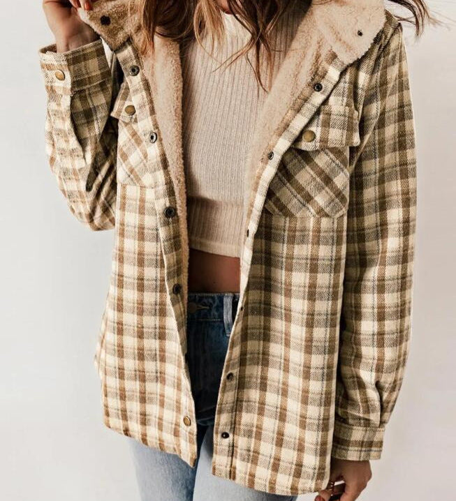 Amelia | Sieviešu rūtaina flaneļa jaka ar kapuci