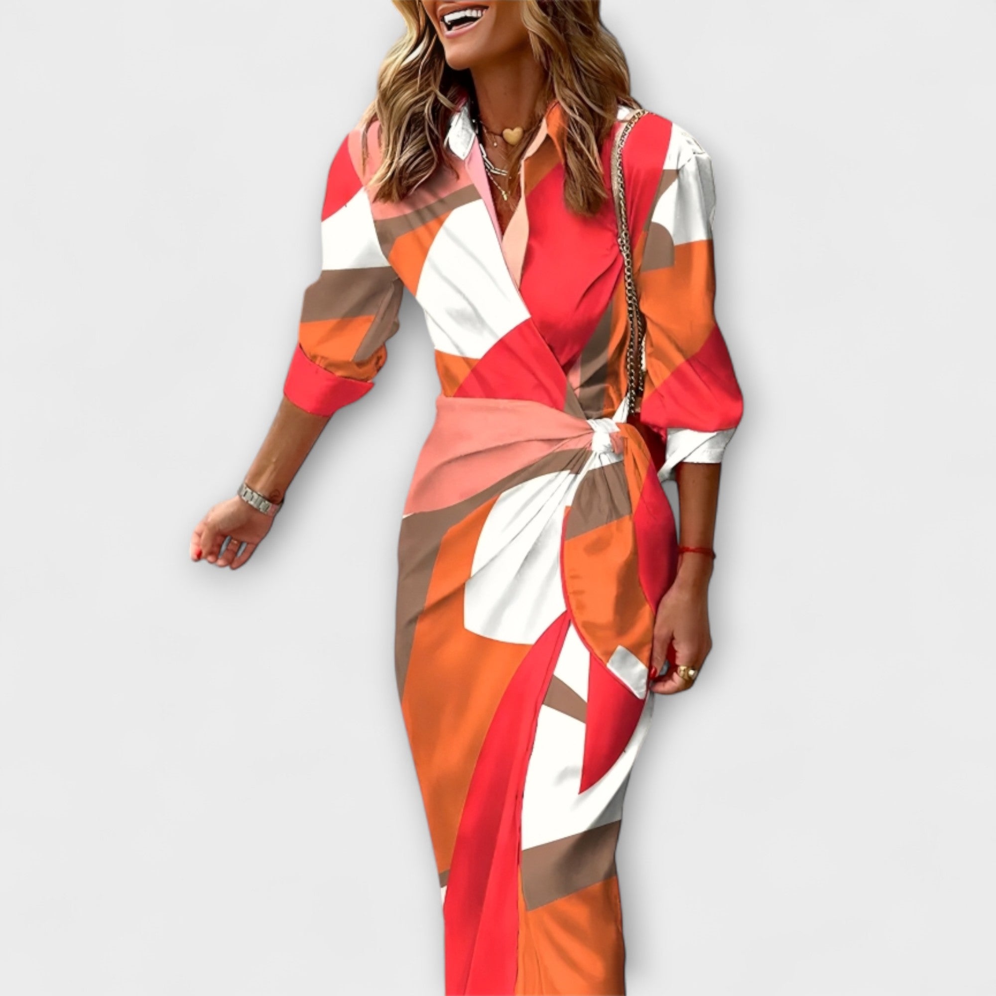 Klarisa | Eleganta, svītraina midi kleita