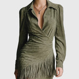 Dālija | Viskó mini kleita ar V veida kakla izgriezumu