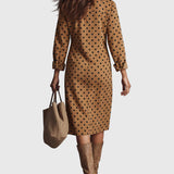Klaudia | Midi kleita ar punktiņiem un mākslīgo ādu
