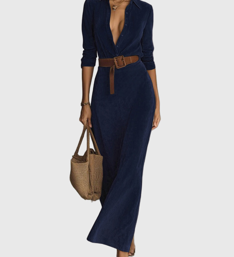 Janeta | Grezna zamšādas maksi kleita