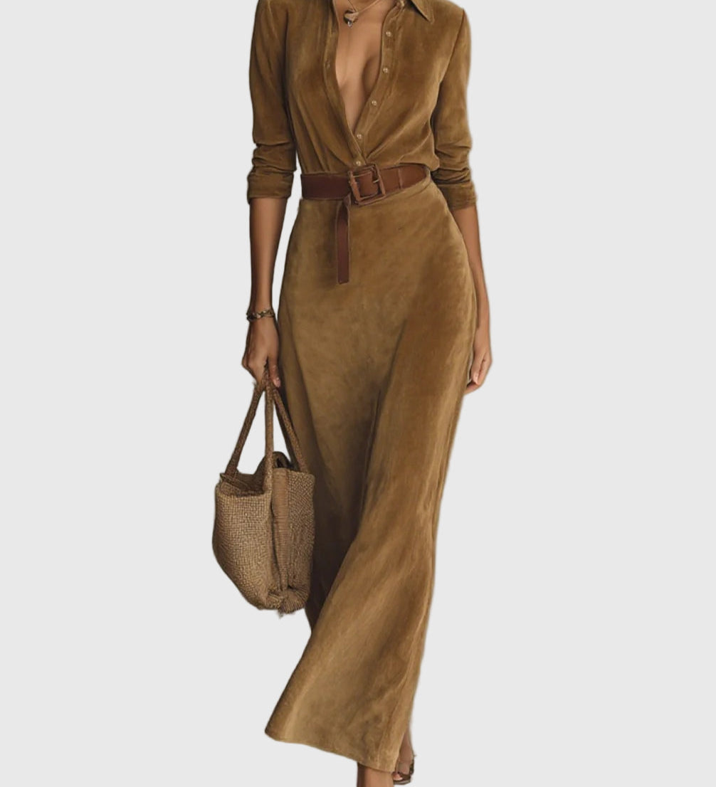 Janeta | Grezna zamšādas maksi kleita