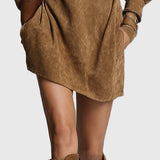 Florence | Zamšādas mini kleita ar augstu kakla izgriezumu