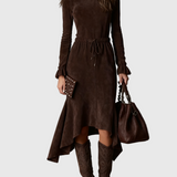 Adelina | Zamšādas midi kleita ar saitēm jostasvietā