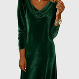 Zsófia | Eleganta zila zamšādas kleita