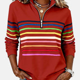 Vīne | Varavīksnes svītrains džemperis ar rāvējslēdzēju