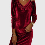 Zsófia | Eleganta zila zamšādas kleita