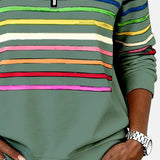 Vīne | Varavīksnes svītrains džemperis ar rāvējslēdzēju