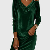 Zsófia | Eleganta zila zamšādas kleita