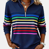 Vīne | Varavīksnes svītrains džemperis ar rāvējslēdzēju