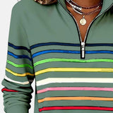 Vīne | Varavīksnes svītrains džemperis ar rāvējslēdzēju