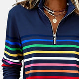 Vīne | Varavīksnes svītrains džemperis ar rāvējslēdzēju