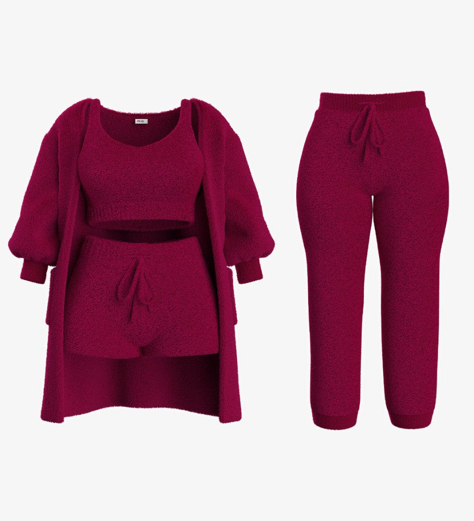 Flora | Grezns mīksts buklē pidžamas komplekts